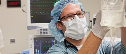 Anesthesiologist in the operating room