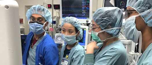 Anesthesiologists with cardiac anesthesia patient